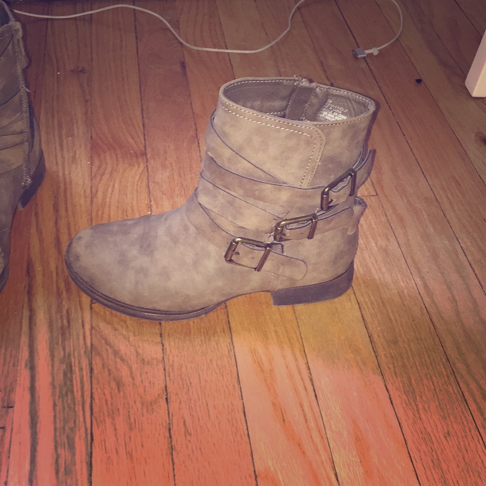 Taupe Moto bootie.